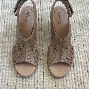 Clarks Women's Tan Perforated Sandals